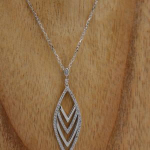 Collier Plume Argent & Oxydes de Zirconium