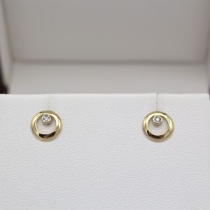 Boucles d'oreilles Ronds Ajourés Diamant sur Or Jaune