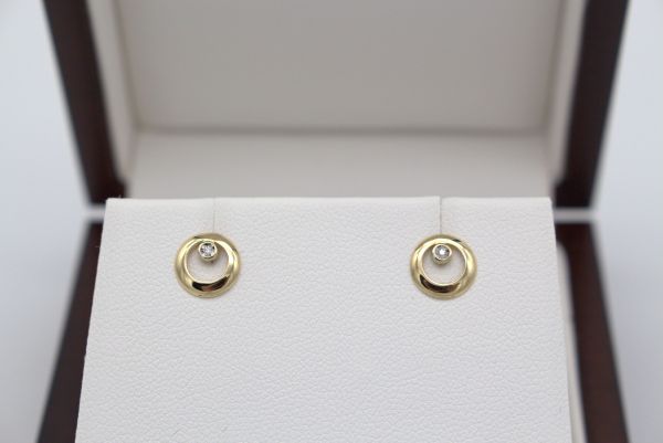 Boucles d'oreilles Ronds Ajourés Diamant sur Or Jaune