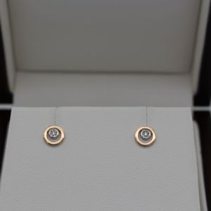 Boucles d'oreilles Ronds Ajourés Diamant Bicolores Or Rose