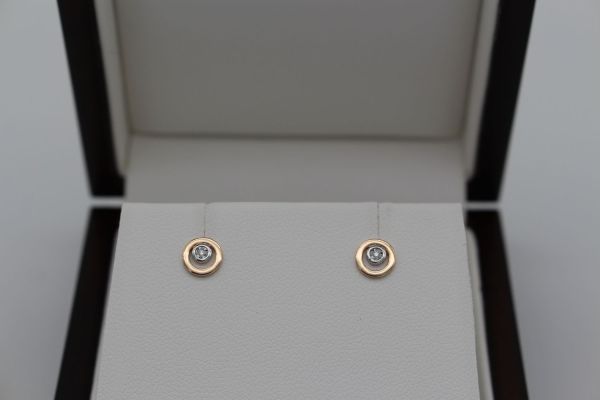 Boucles d'oreilles Ronds Ajourés Diamant Bicolores Or Rose