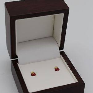 Boucles d'oreilles Cerises Or Jaune & Laque