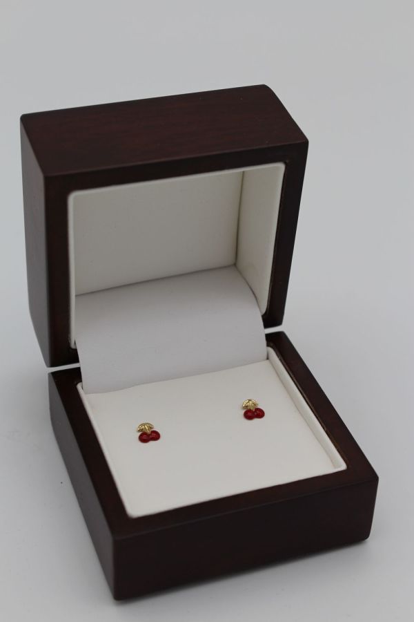 Boucles d'oreilles Cerises Or Jaune & Laque