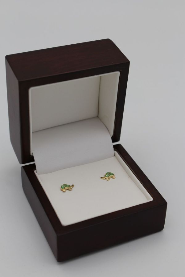 Boucles d'oreilles Tortues Or Jaune & Laque