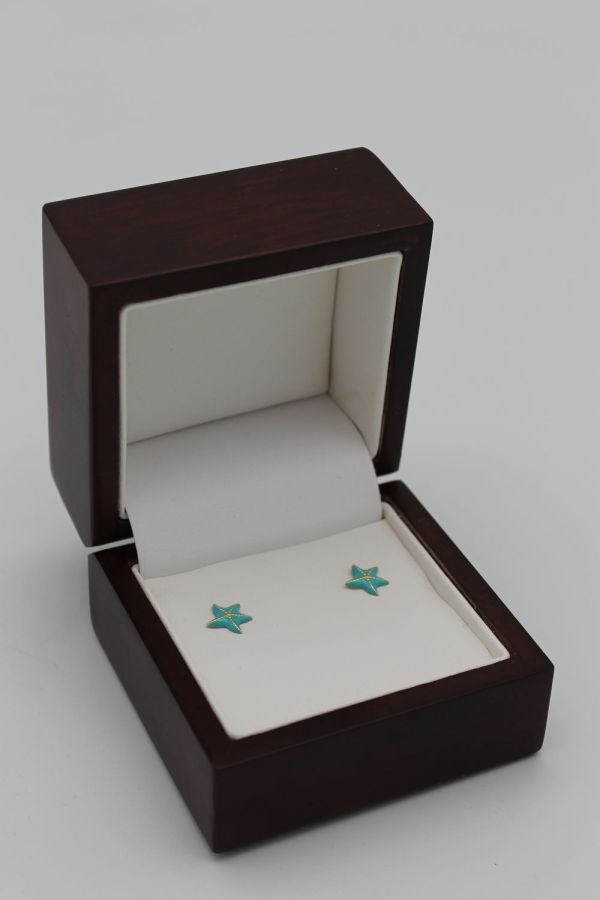 Boucles d'oreilles Etoiles de mer Or Jaune & Laque