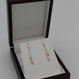 Boucles d'oreilles drapées pendantes Or Jaune & Or gris