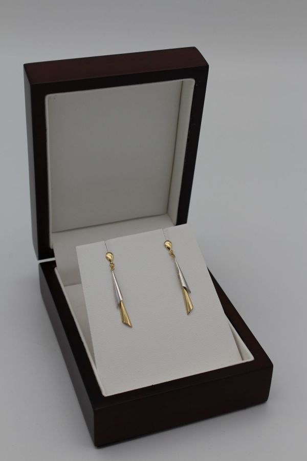 Boucles d'oreilles drapées pendantes Or Jaune & Or gris