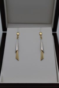 Boucles d'oreilles drapées pendantes Or Jaune & Or gris