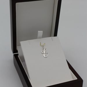 Pendentif Lettre "E" Or Gris