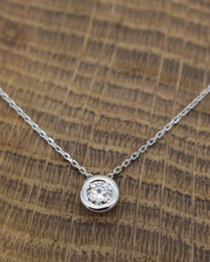 Collier Or gris (Or Blanc) 750 millièmes rhodié & Diamant