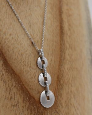 Collier Or gris (Or blanc) 750 millièmes rhodié & diamants