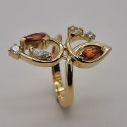 Bague Or jaune 750 millièmes Saphirs oranges & Diamants